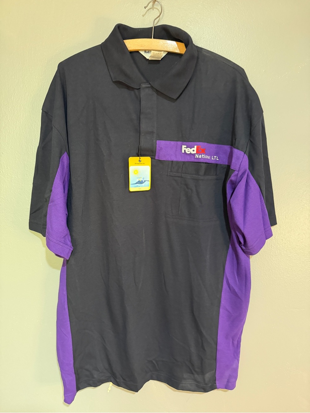 FedEx Men’s Black & Purple Polo Shirt - Branded Short Sleeve XL NWT